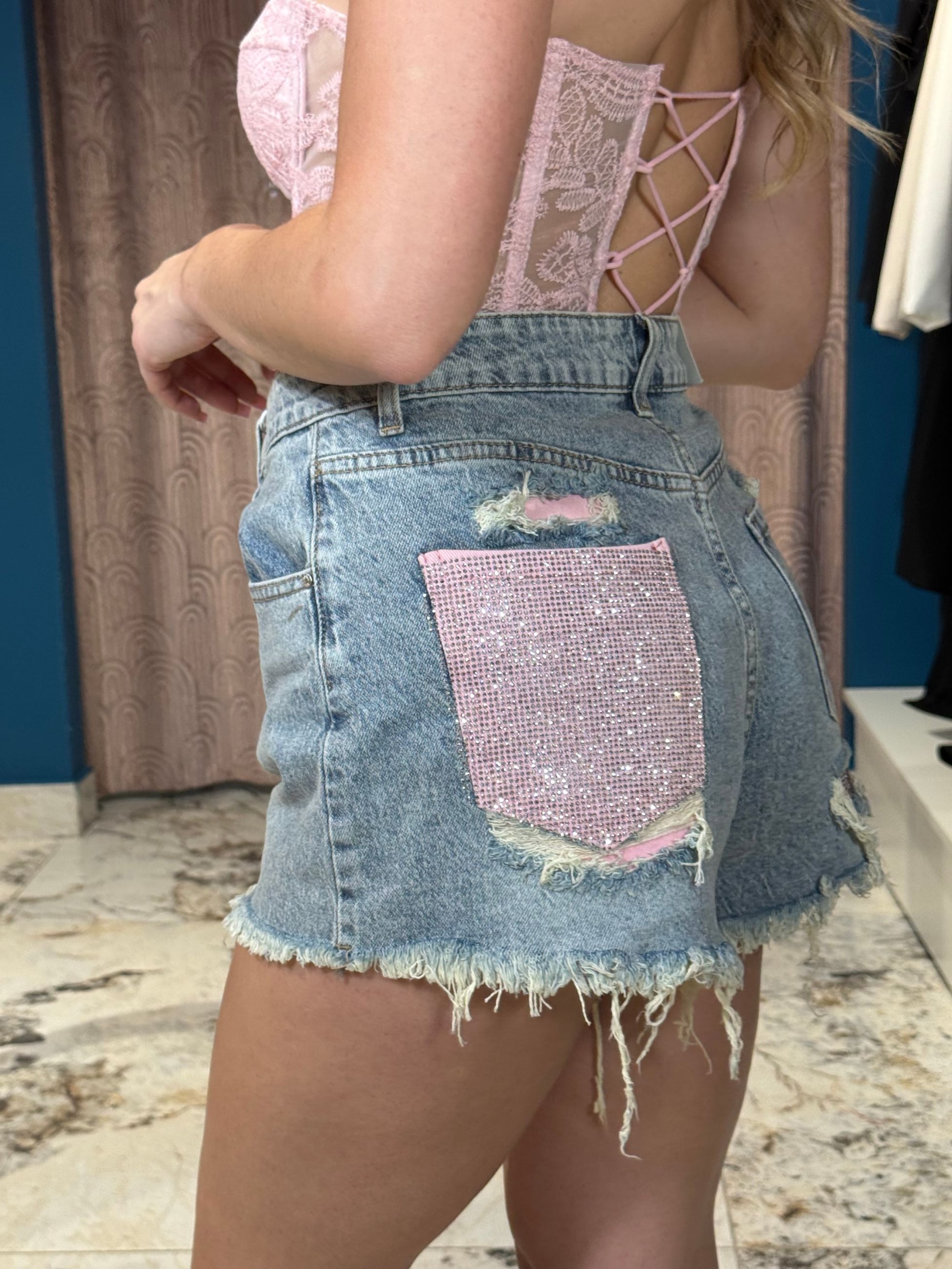 Shorts Strass Pink