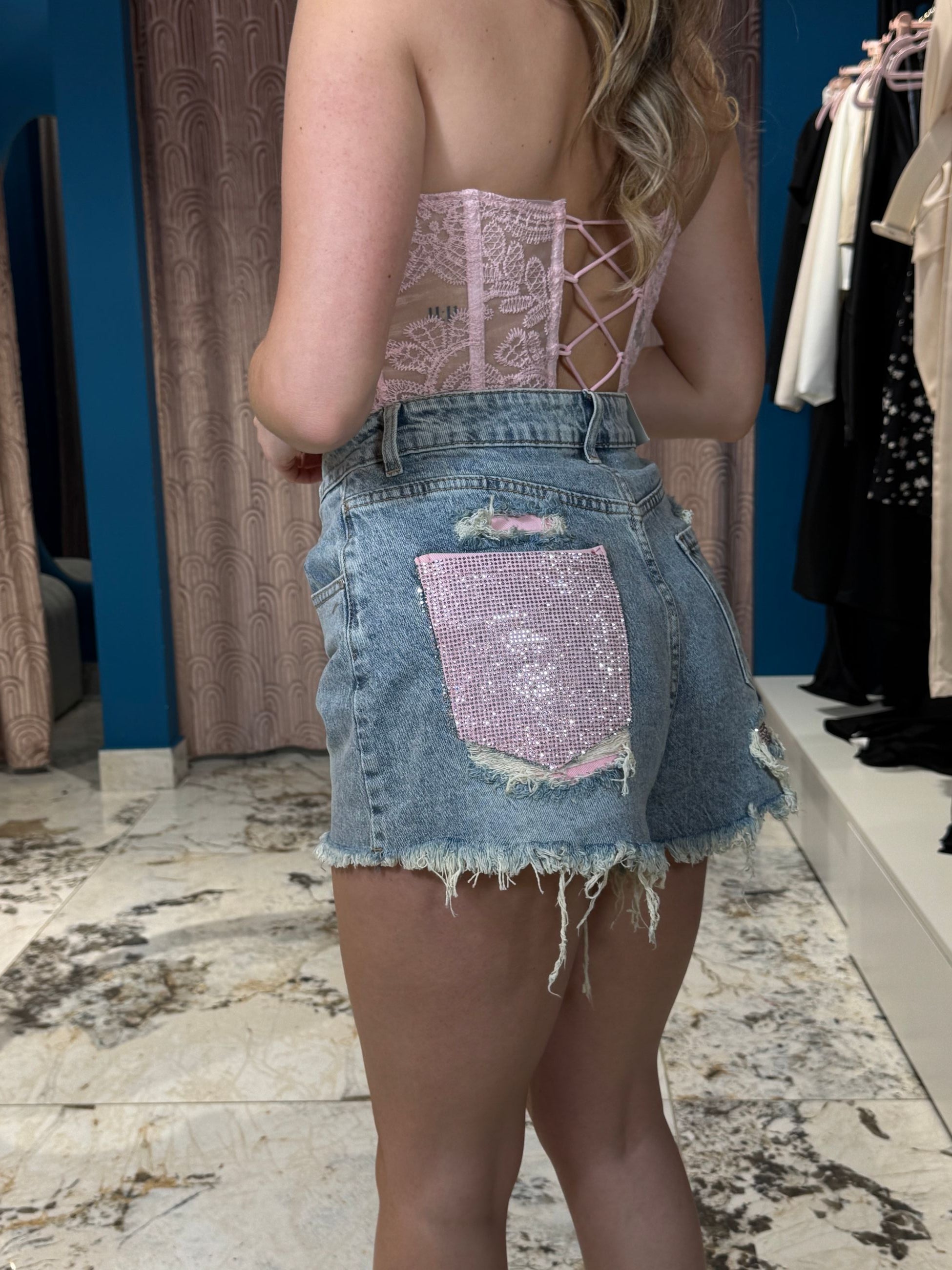 Shorts Strass Pink